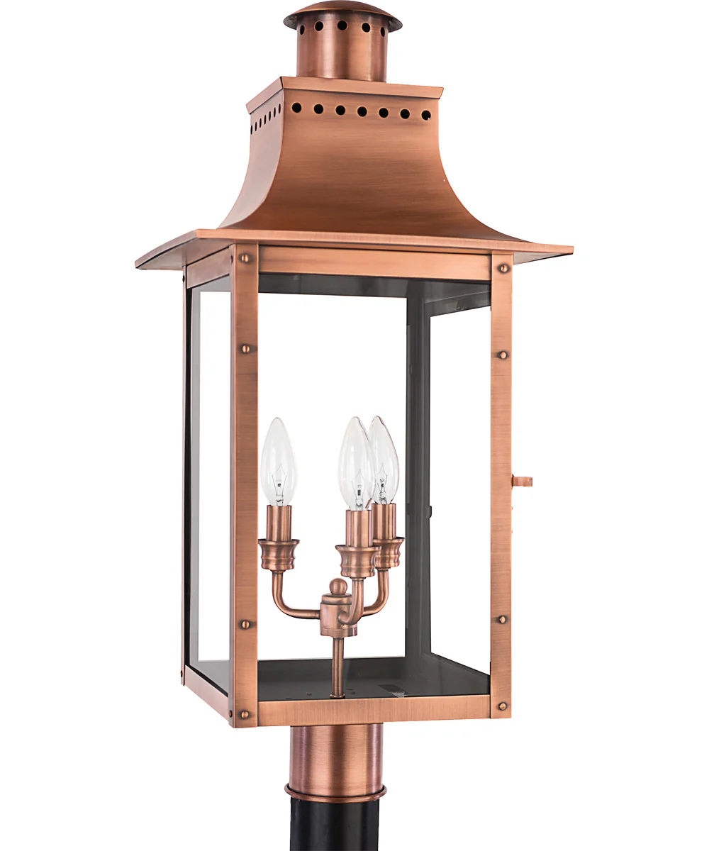 Chalmers Large 3-light Outdoor Post Light Aged Copper - Image 3