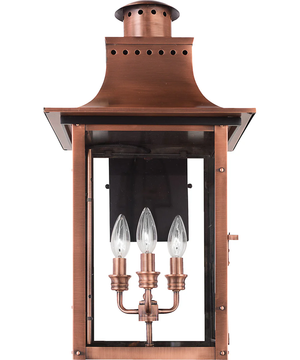 Chalmers Large 3-light Outdoor Wall Light Aged Copper - Image 4