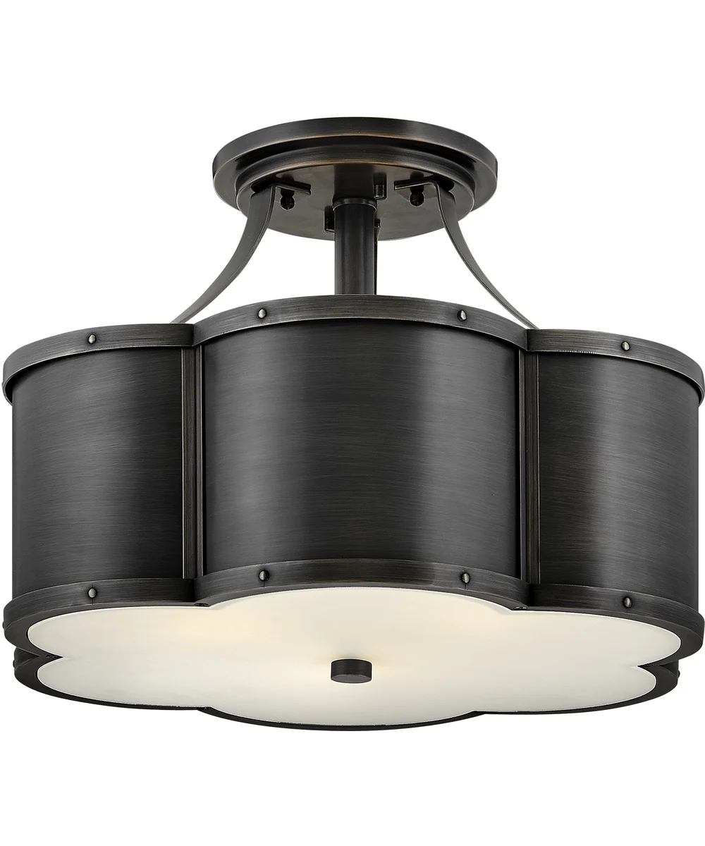 Chance 3-Light Medium Semi-flush Mount in Blackened Brass