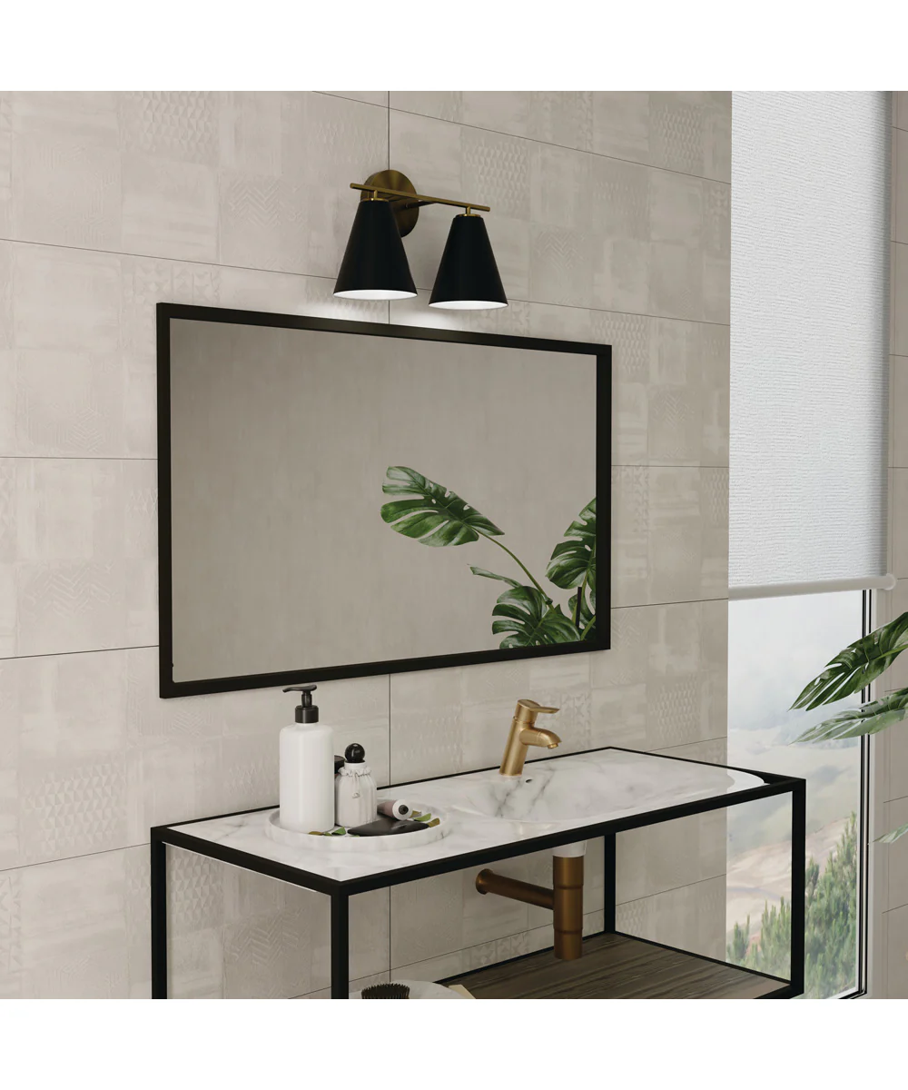 Charlie 2-Light Vanity Matte Brass and Black - Image 2