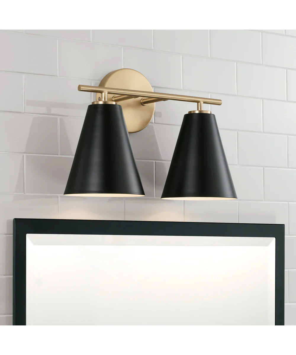 Charlie 2-Light Vanity Matte Brass and Black - Image 3