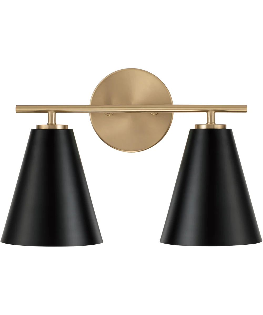 Charlie 2-Light Vanity Matte Brass and Black - Image 4