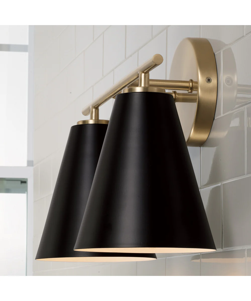 Charlie 2-Light Vanity Matte Brass and Black - Image 5