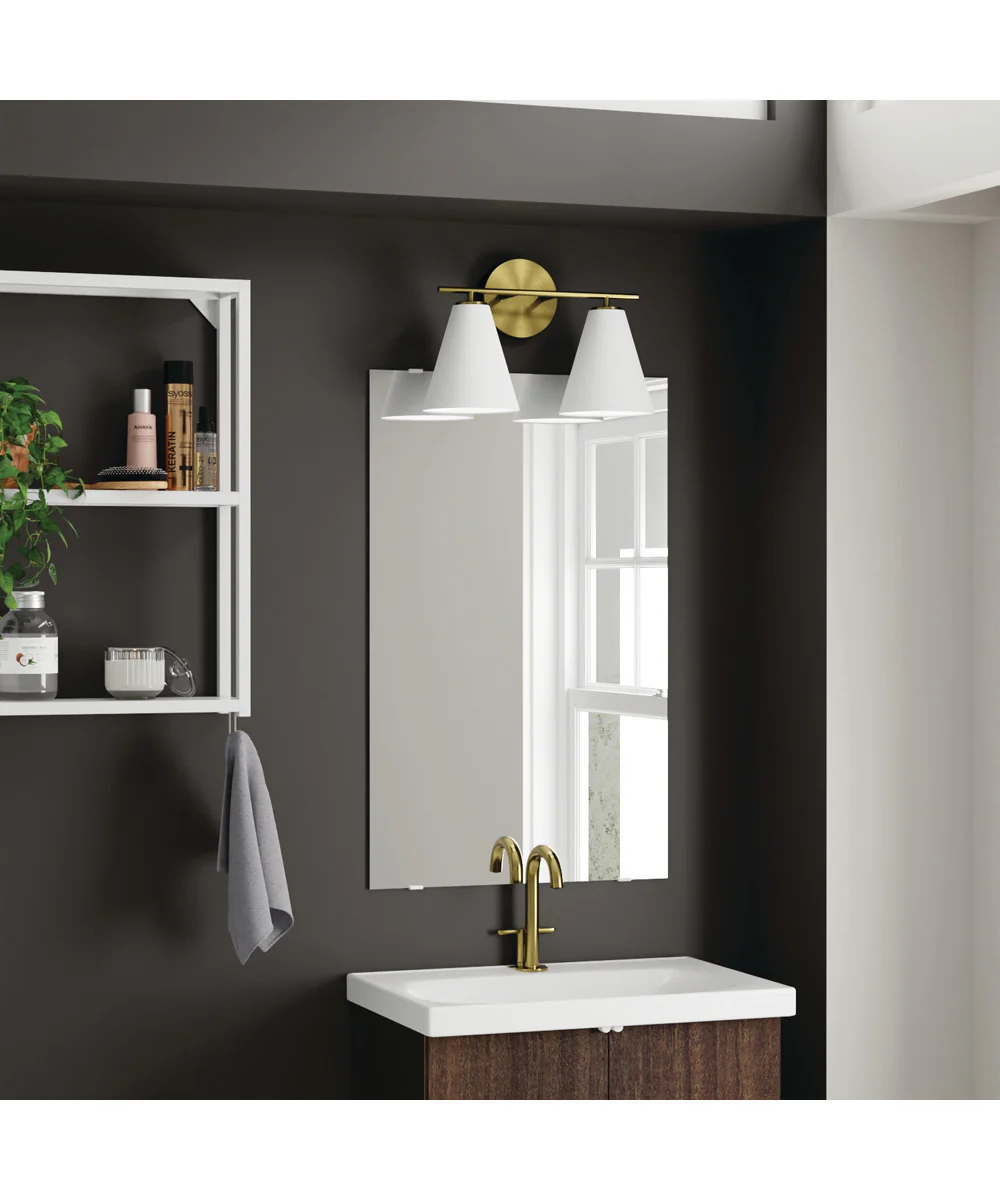 Charlie 2-Light Vanity Matte Brass and White - Image 2