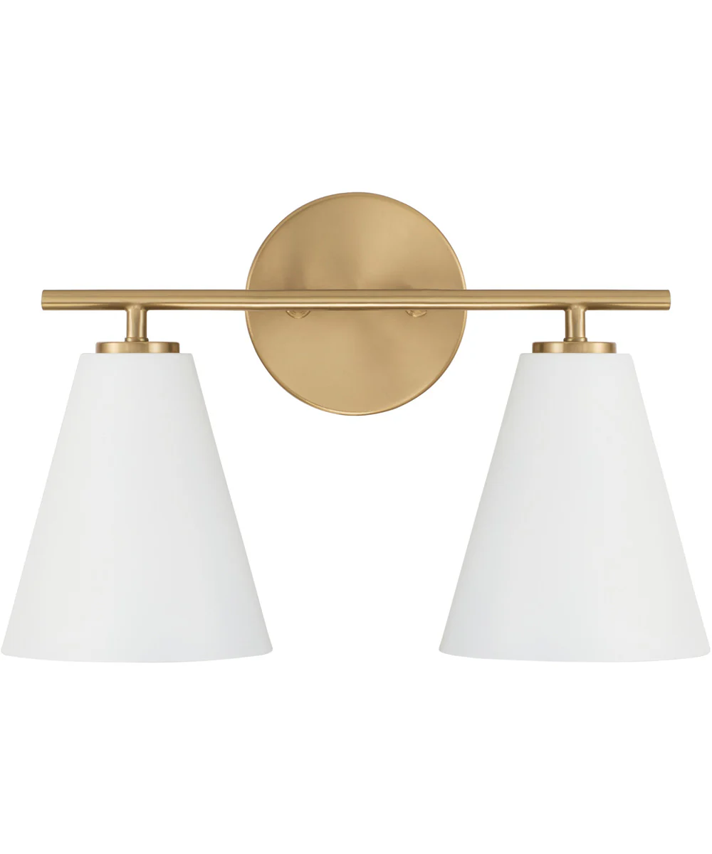 Charlie 2-Light Vanity Matte Brass and White - Image 4