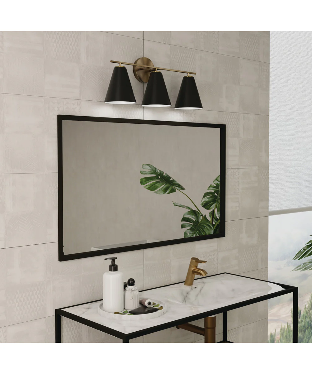 Charlie 3-Light Vanity Matte Brass and Black - Image 2