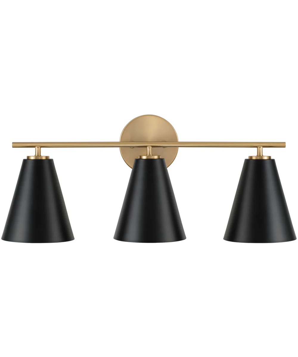 Charlie 3-Light Vanity Matte Brass and Black - Image 4