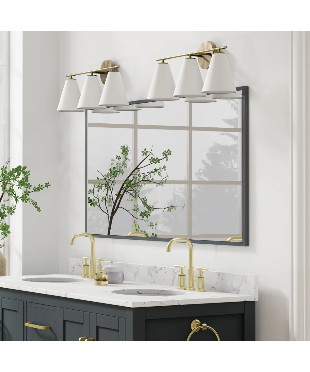 Charlie 3-Light Vanity Matte Brass and White - Image 2