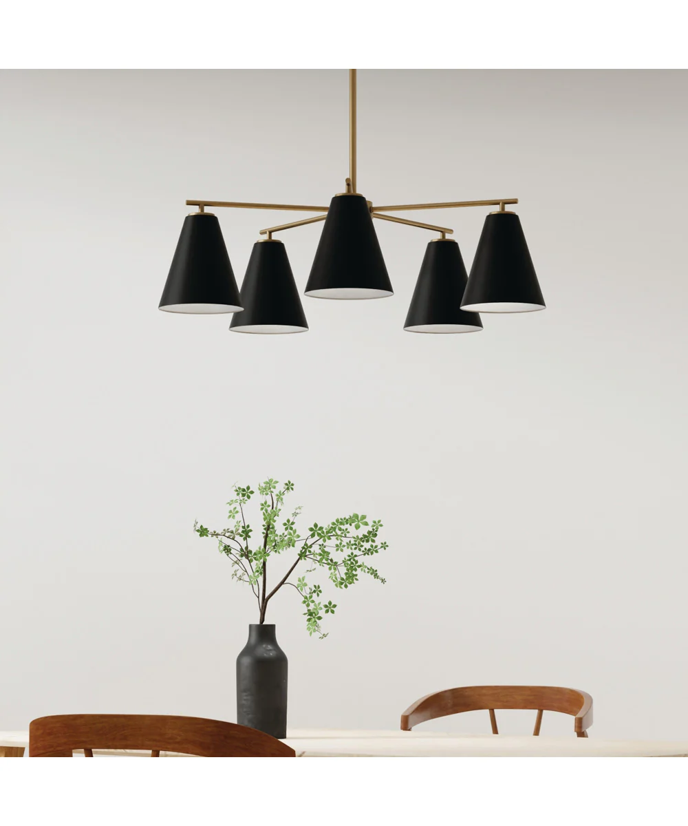 Charlie 5-Light Chandelier Matte Brass and Black - Image 3
