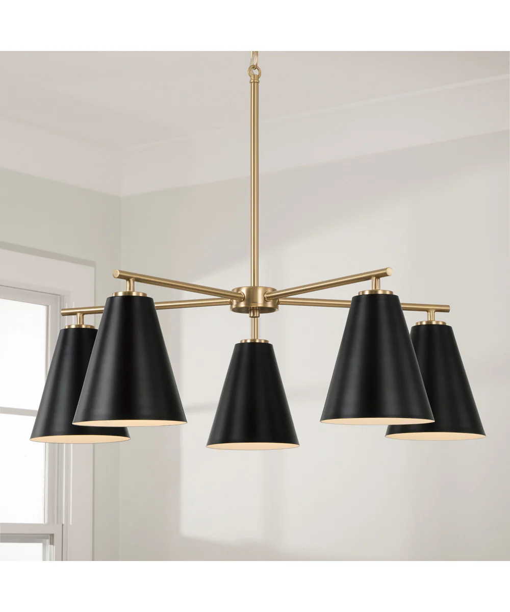 Charlie 5-Light Chandelier Matte Brass and Black - Image 4
