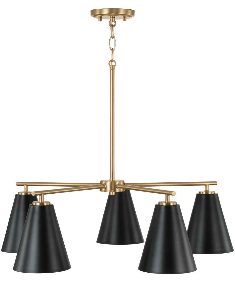 Charlie 5-Light Chandelier Matte Brass and Black - Image 5