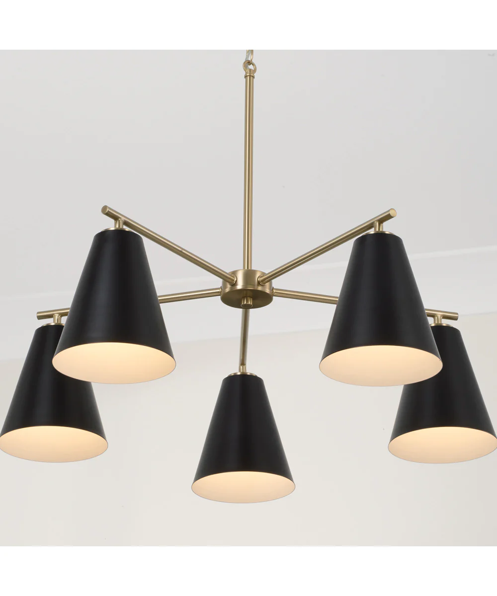 Charlie 5-Light Chandelier Matte Brass and Black - Image 6