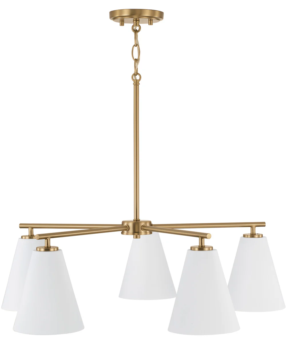 Charlie 5-Light Chandelier Matte Brass and White - Image 4