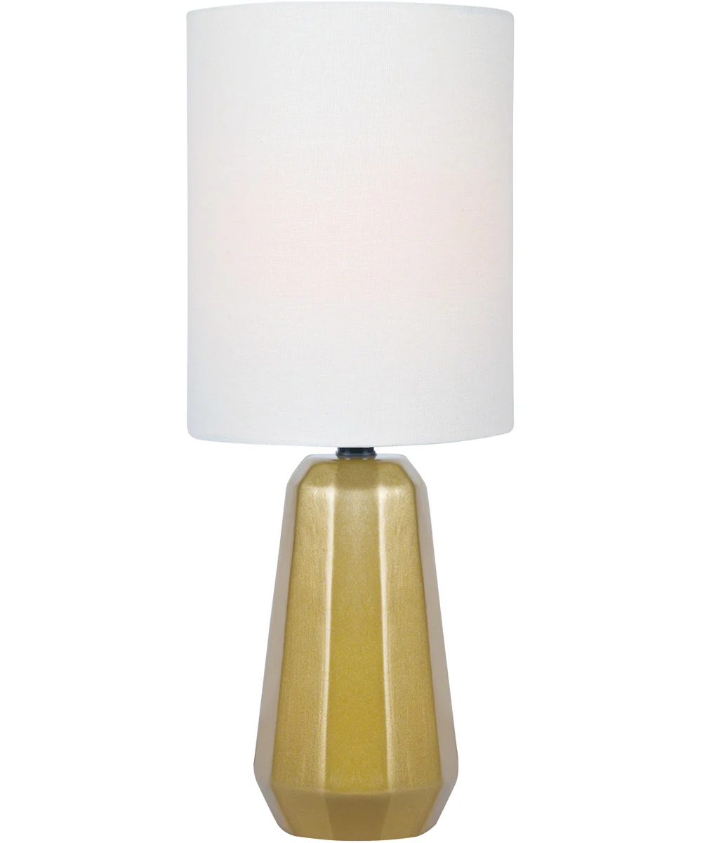Charna 1-Light Mini Table Lamp Gold Ceramichrome/ White Linen Shade