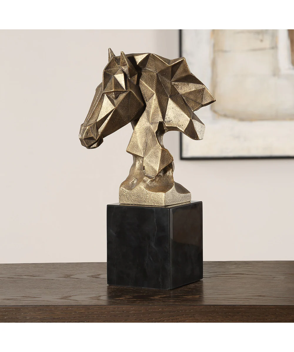 Chiseled Horse Bust Sculpture - Image 2