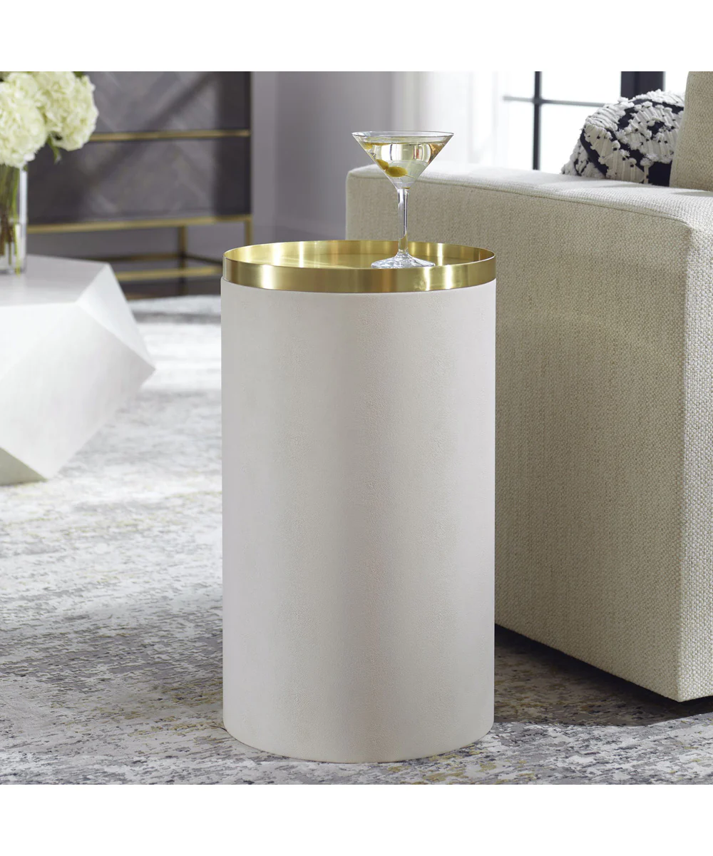 Circuit Brass & White Accent Table - Image 2