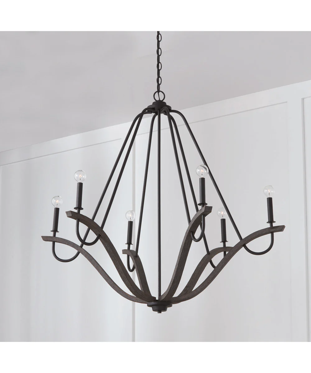 Clive 6-Light Chandelier Carbon Grey and Black Iron - Image 2