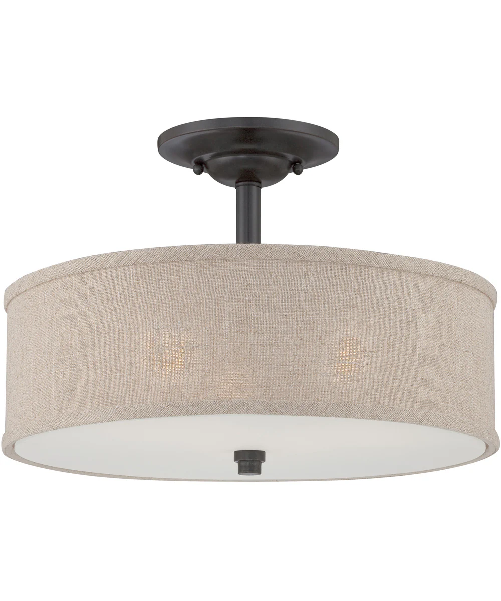 Cloverdale Large 3-light Semi Flush Mount Mottled Cocoa - Image 2