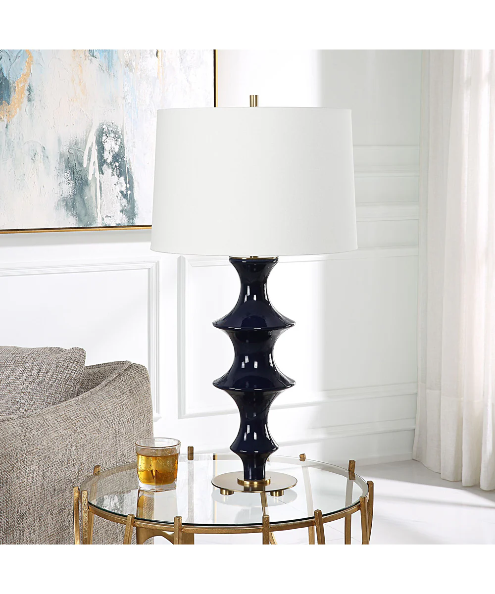 Coil Sculpted Blue Table Lamp - Image 3