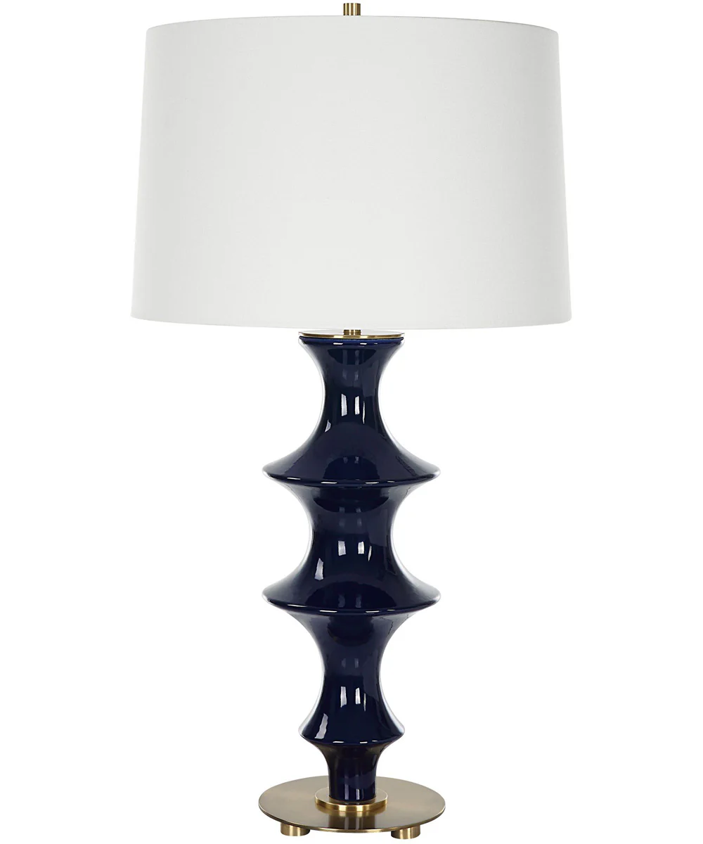 Coil Sculpted Blue Table Lamp - Image 4