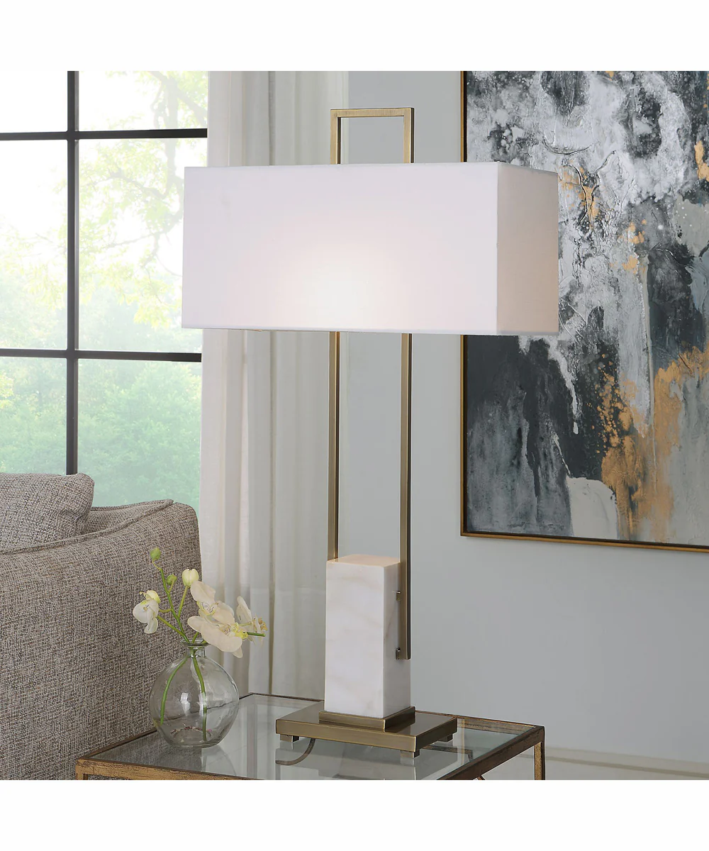 Column White Marble Table Lamp - Image 2