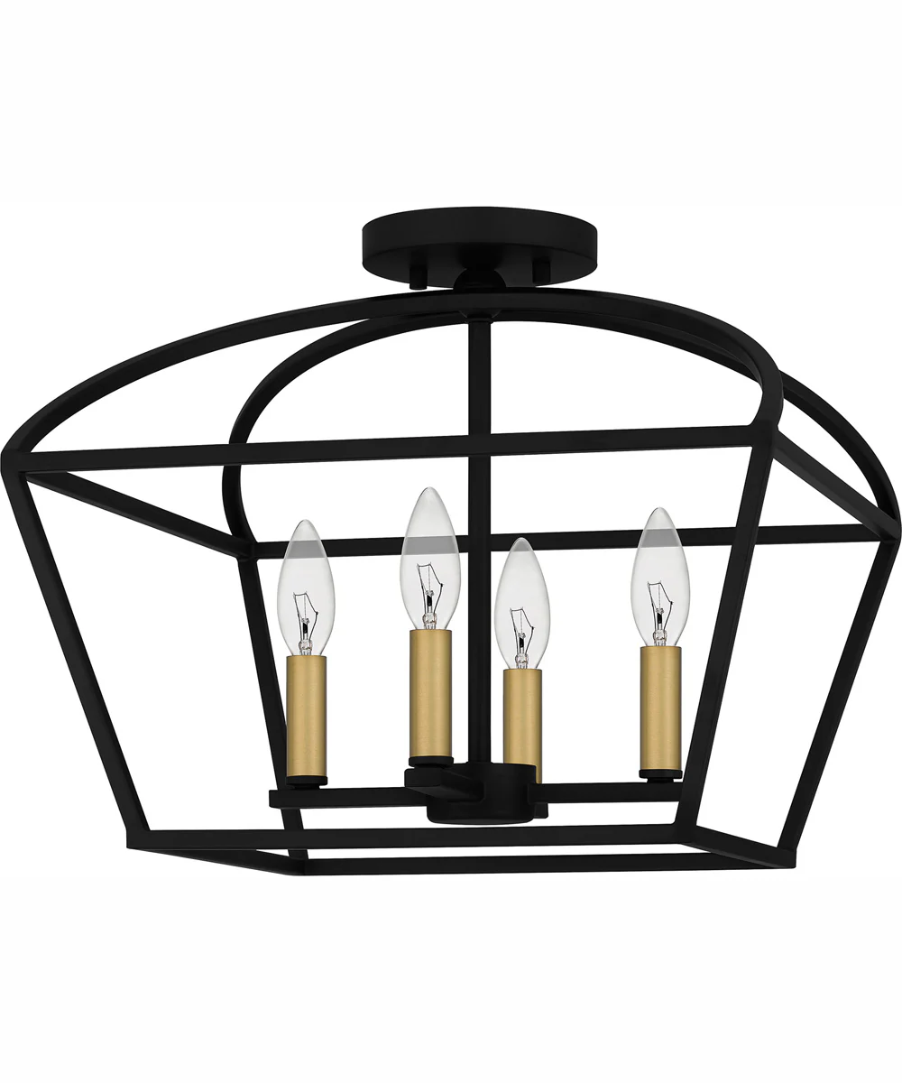 Concho Bay Medium 4-light Semi Flush Mount Matte Black - Image 3