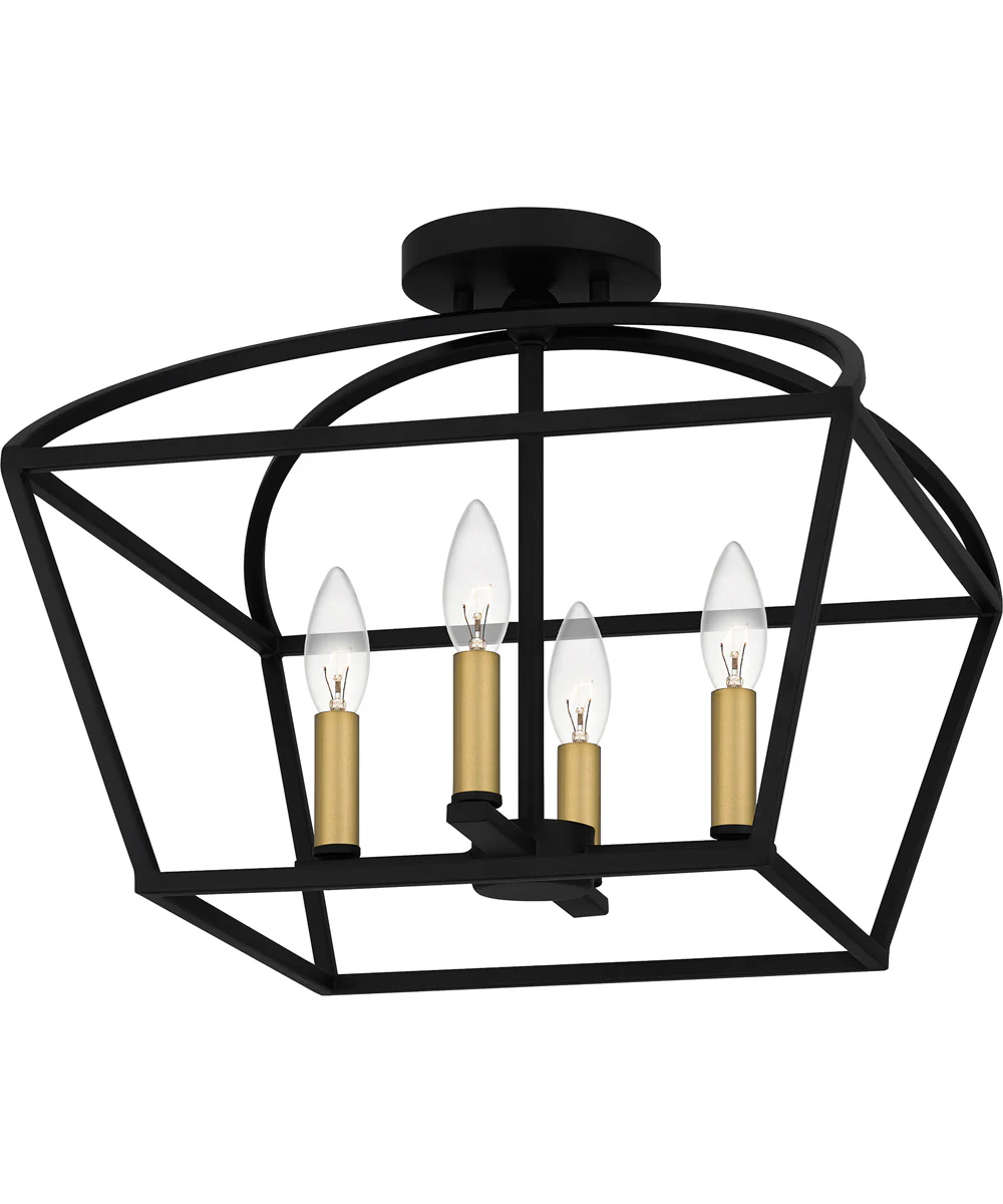 Concho Bay Medium 4-light Semi Flush Mount Matte Black - Image 5