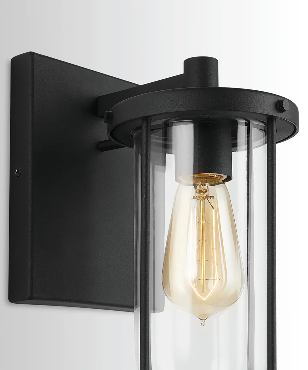 Corbin 1-Light Outdoor Wall Mount Rain or Shine - Black with Clear Glass - Image 3