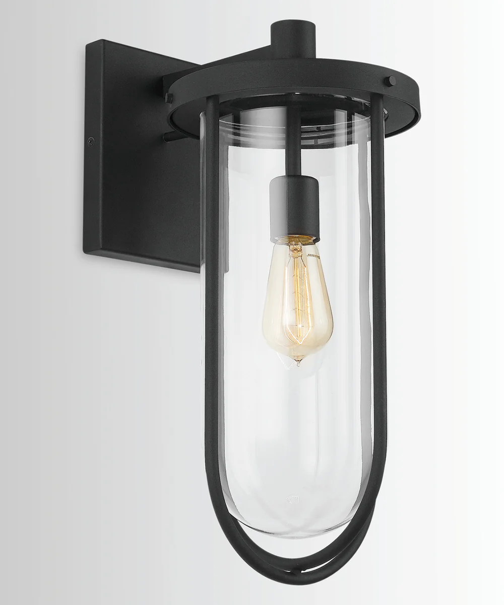 Corbin 1-Light Outdoor Wall Mount Rain or Shine - Black with Clear Glass - Image 2