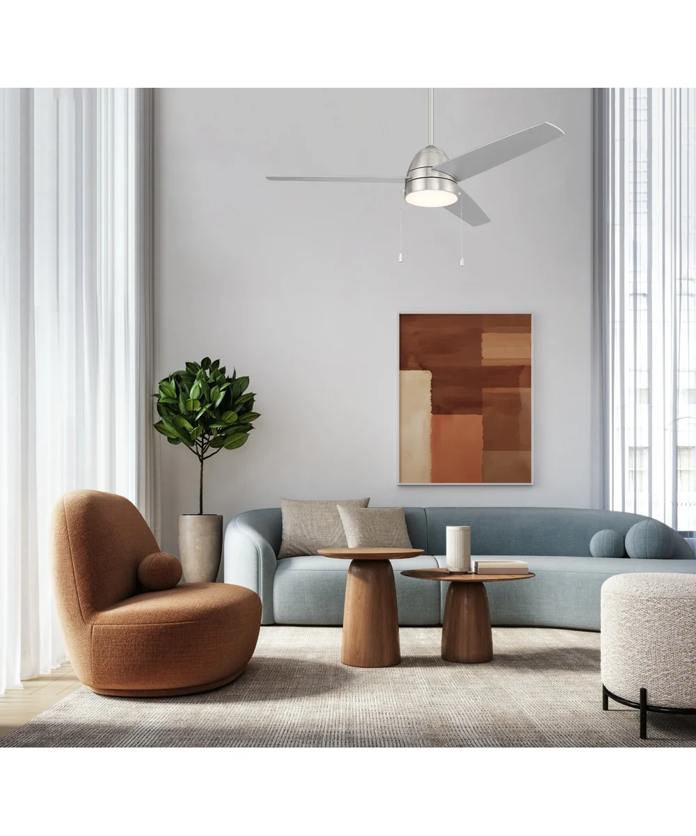 Cozy 52" 3-Blade Ceiling Fan 1-Light Fan Brushed Polished Nickel - Image 2