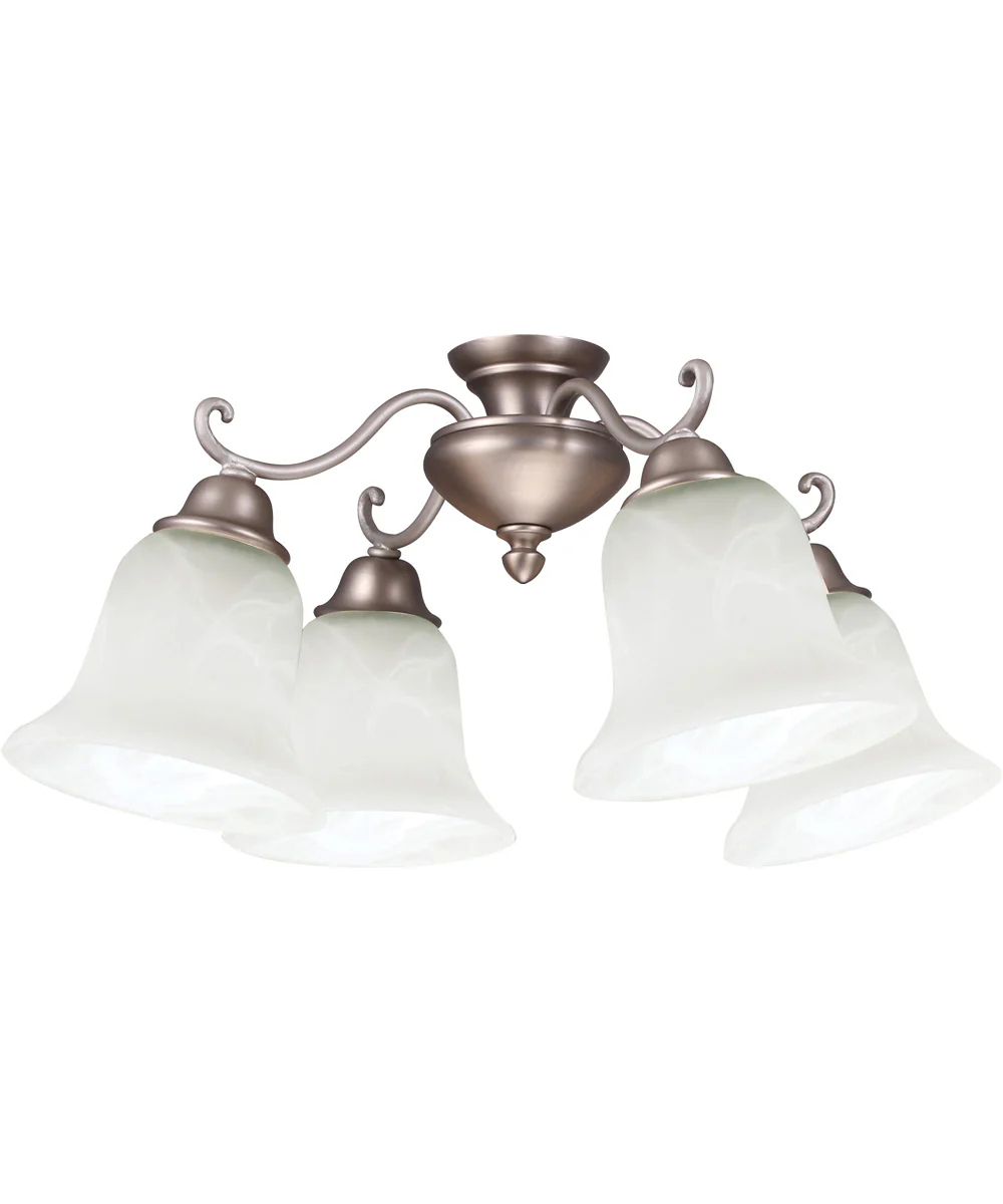 4 Light Fitter and Glass 4-Light LED Fan Light Kit Brushed Satin Nickel