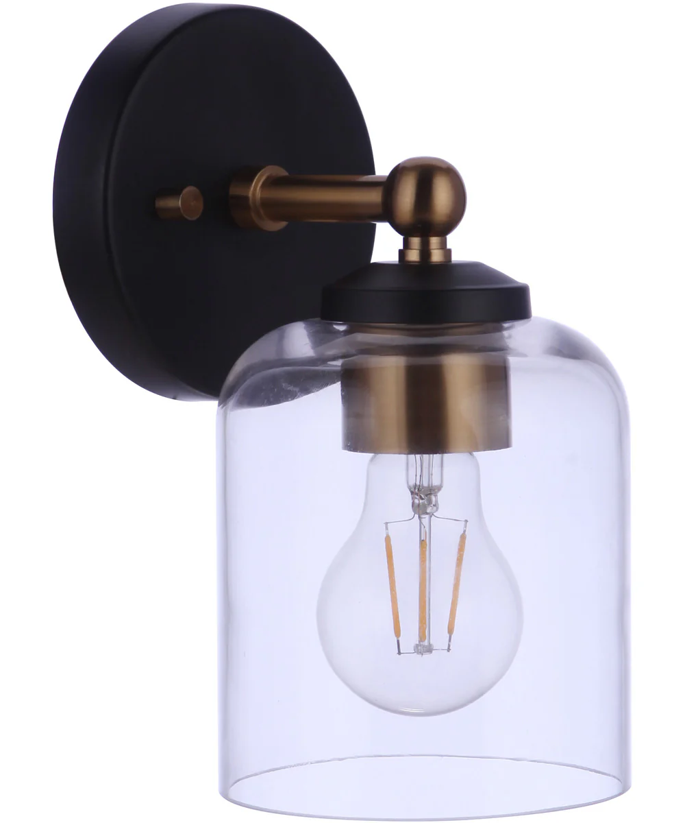 Coppa 1-Light Wall Sconce Flat Black/Satin Brass