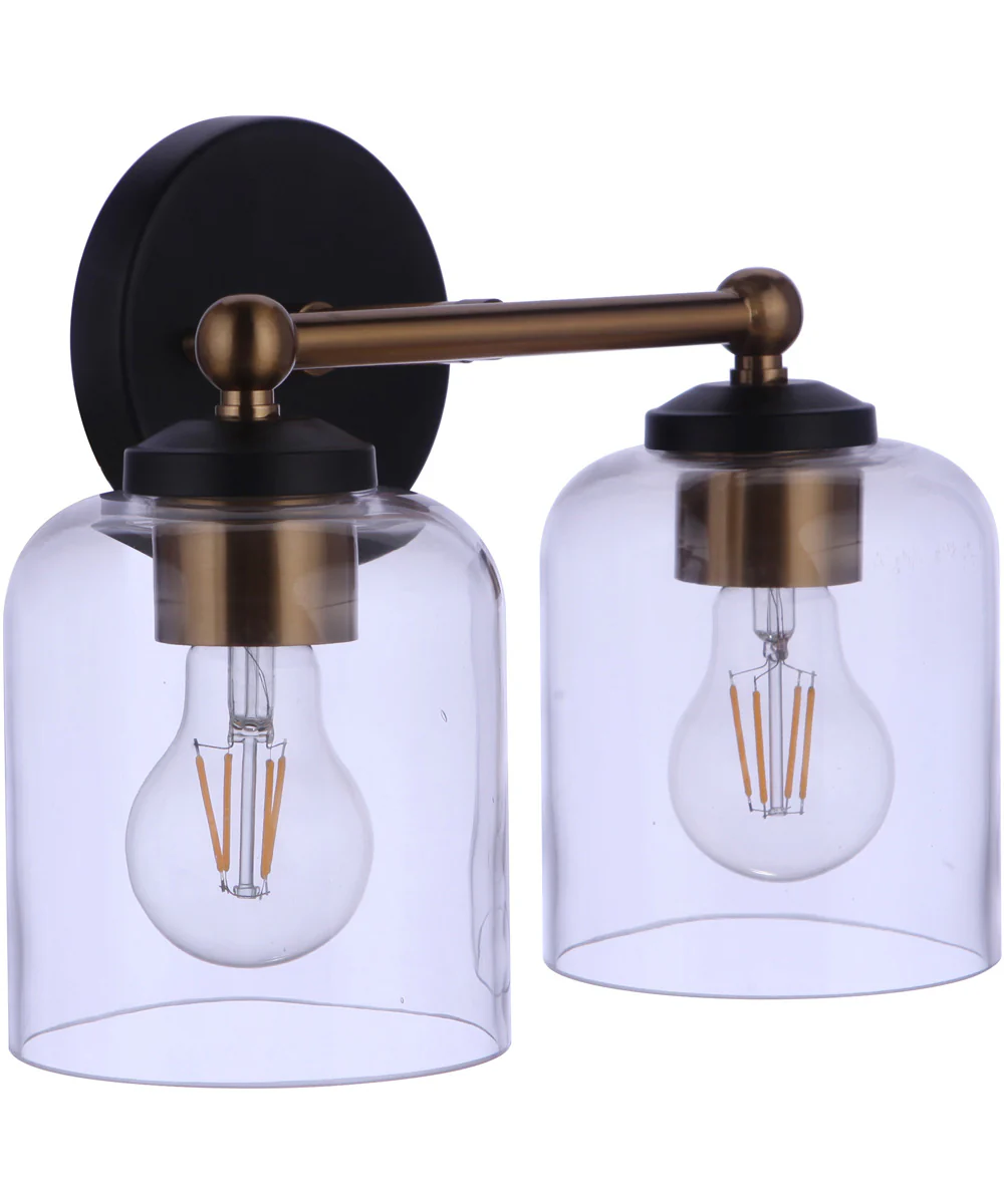 Coppa 2-Light Vanity Flat Black/Satin Brass