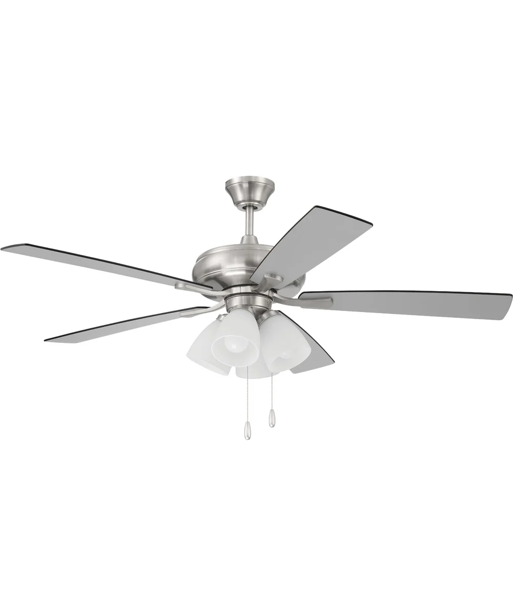 52" Eos Frost 4 Light 4-Light Ceiling Fan (Blades Included) Brushed Polished Nickel