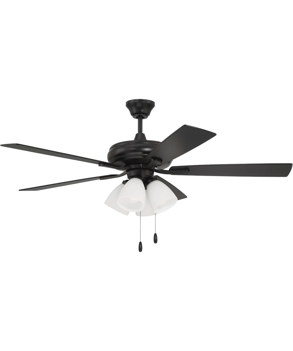 52" Eos Frost 4 Light 4-Light Ceiling Fan (Blades Included) Flat Black