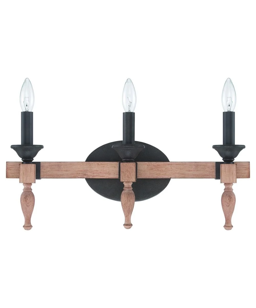 Glenwood 21"W 3-Light Aged Bronze and Distressed Oak Finish Bathroom Vanity Light Fixture