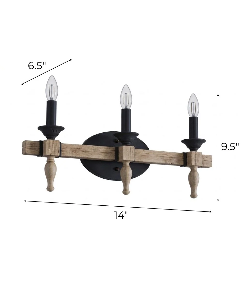 Glenwood 21"W 3-Light Aged Bronze and Distressed Oak Finish Bathroom Vanity Light Fixture - Image 2