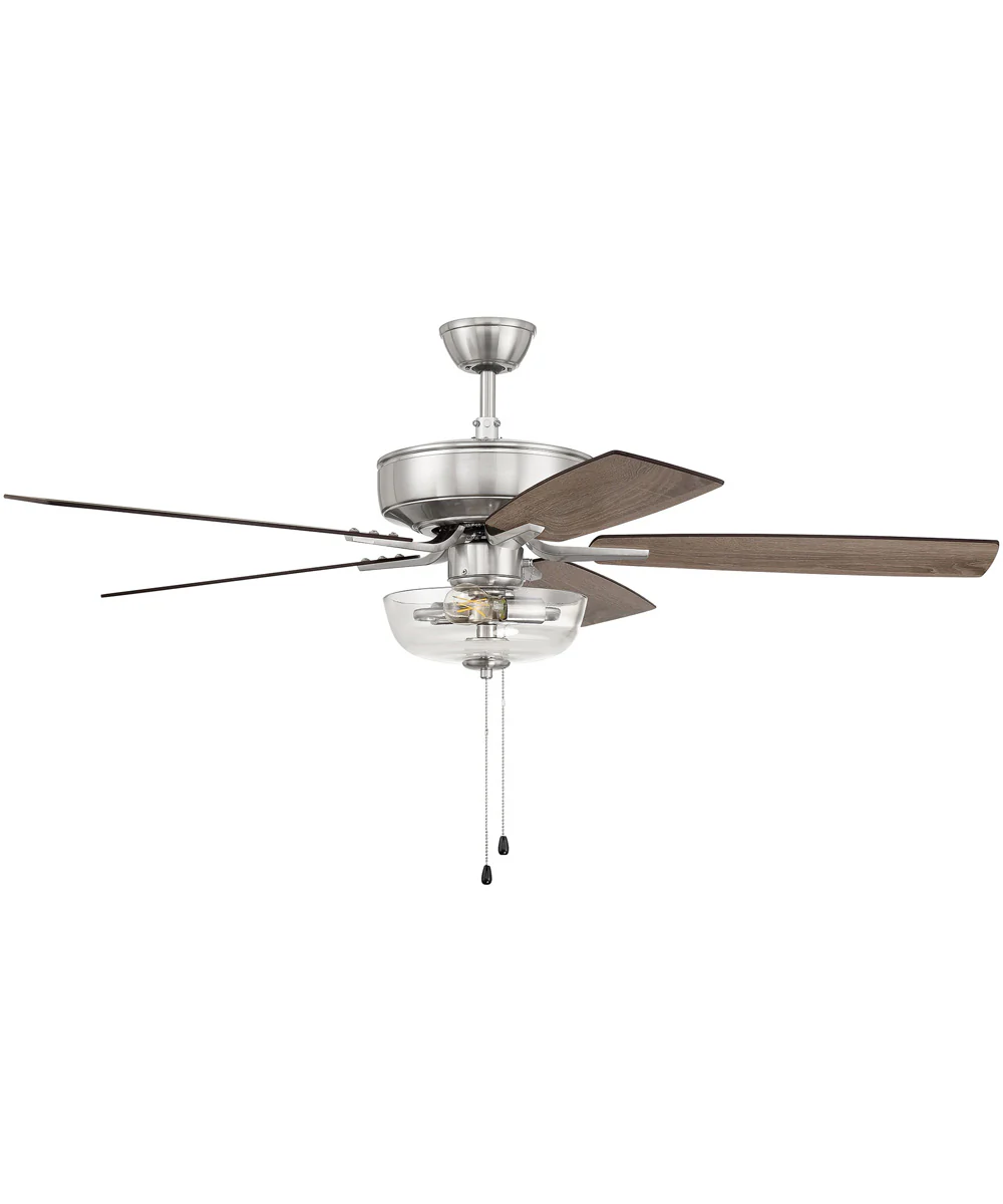 52" Pro Plus 101 Clear Bowl Light Kit 2-Light A - series Ceiling Fan (Blades Included) Brushed Polished Nickel