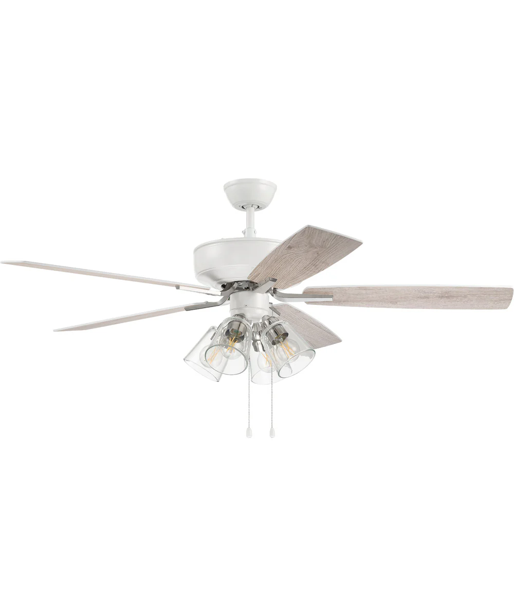 52" Pro Plus 104 4-Light Ceiling Fan (Blades Included) White/Polished Nickel