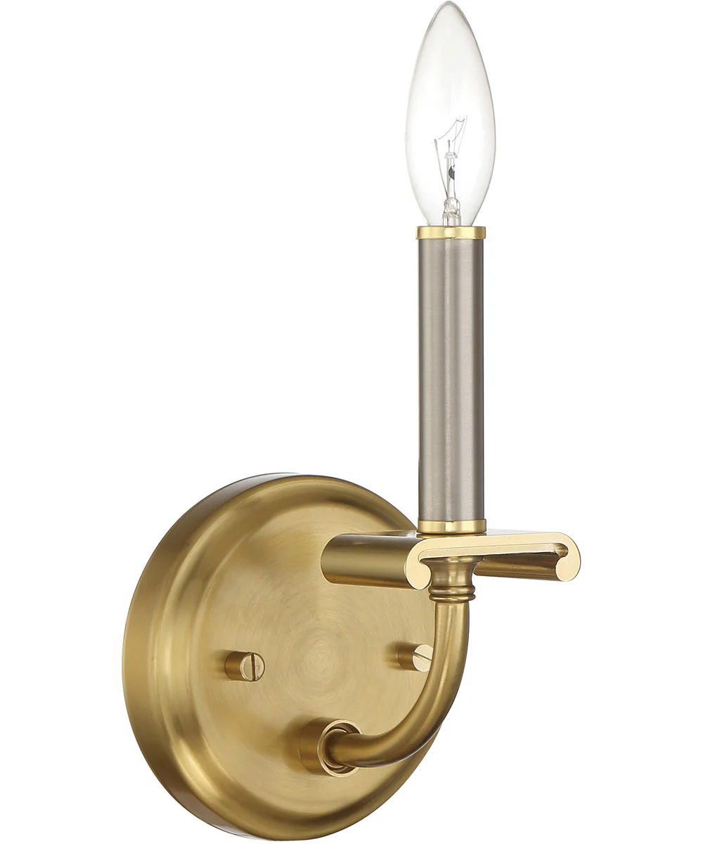 Stanza 1-Light Wall Sconce Brushed Polished Nickel / Satin Brass