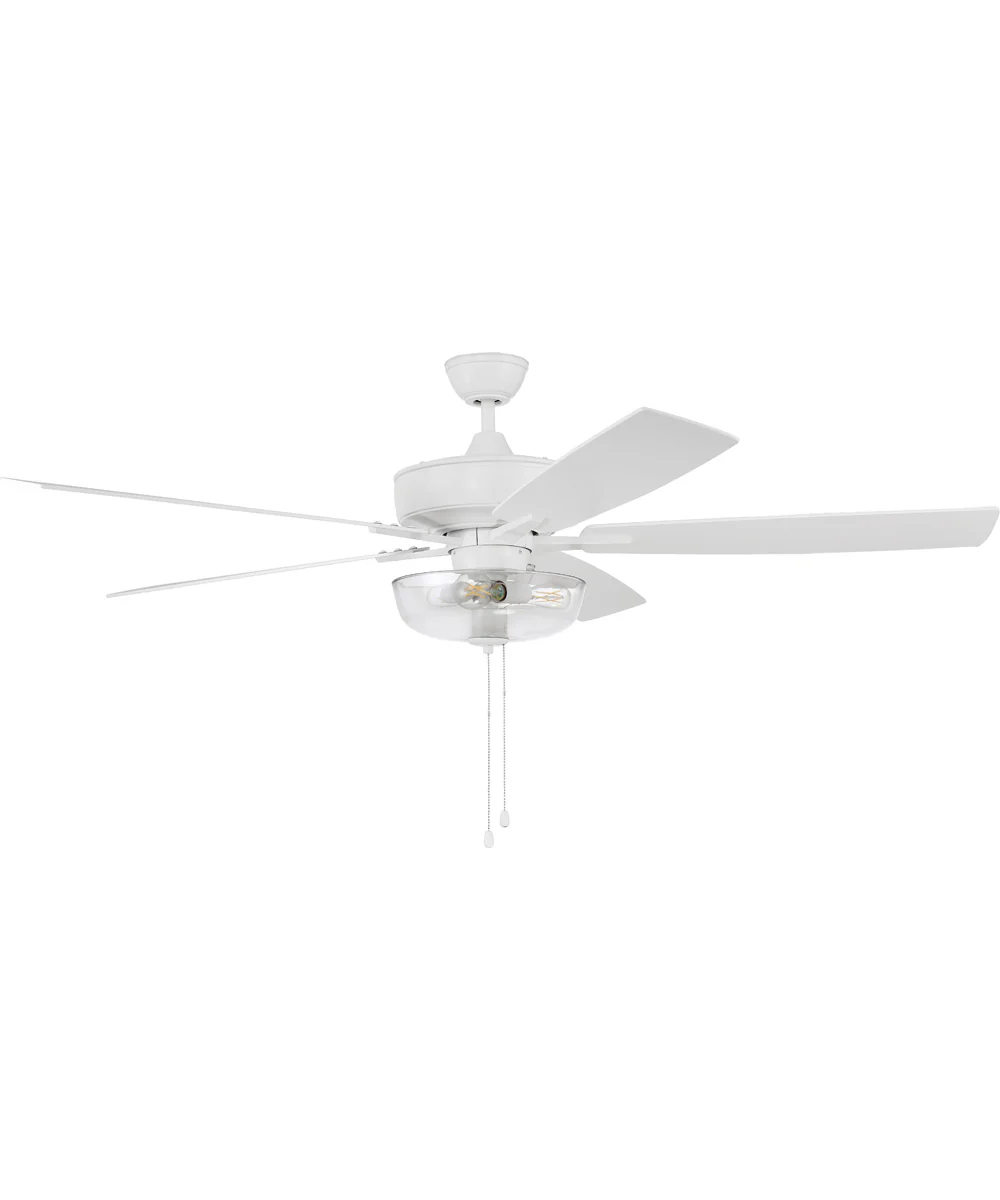 60" Super Pro 101 Clear Bowl Light Kit 3-Light A - series Ceiling Fan (Blades Included) White