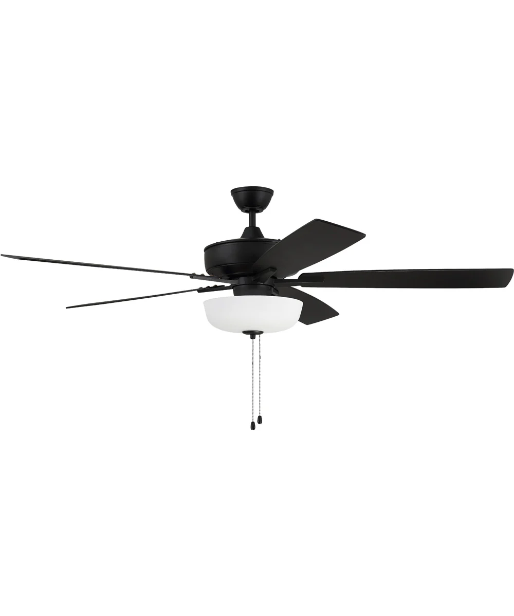 60" Super Pro 111 White Bowl Light Kit 3-Light LED Ceiling Fan (Blades Included) Flat Black