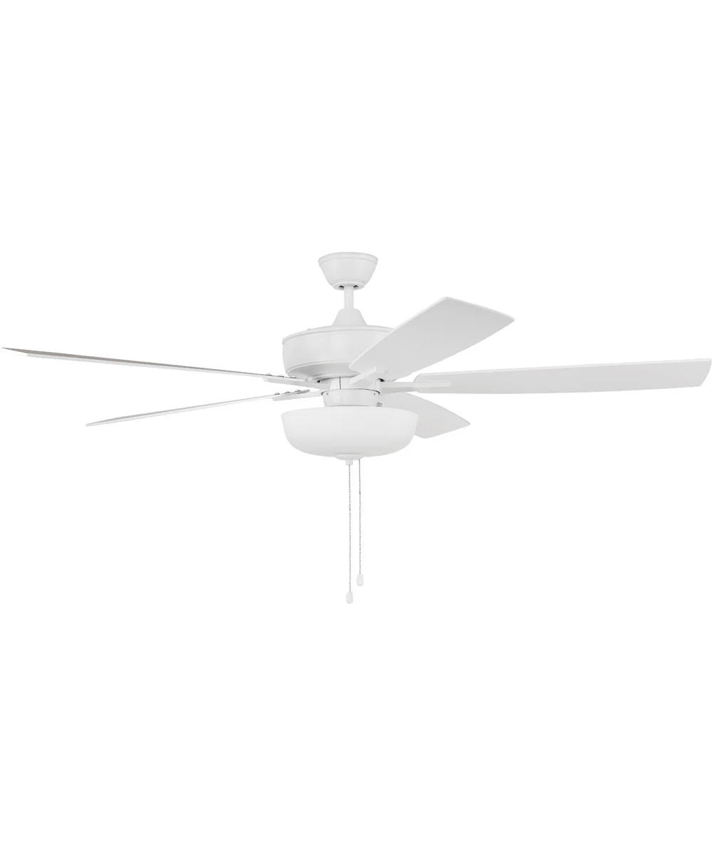 60" Super Pro 111 White Bowl Light Kit 3-Light LED Ceiling Fan (Blades Included) White
