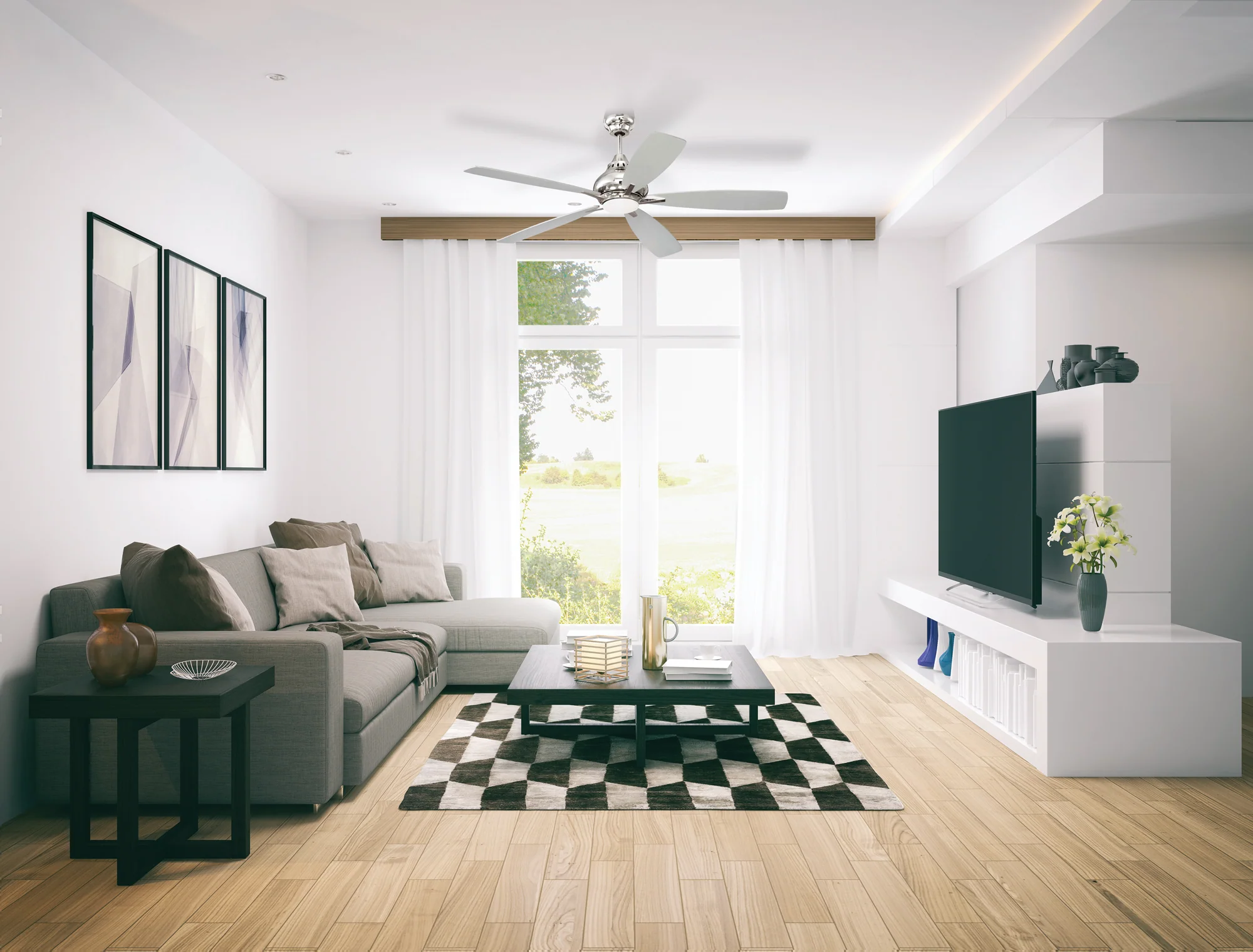 52" Swyft 1-Light LED Ceiling Fan (Blades Included) Polished Nickel - Image 2
