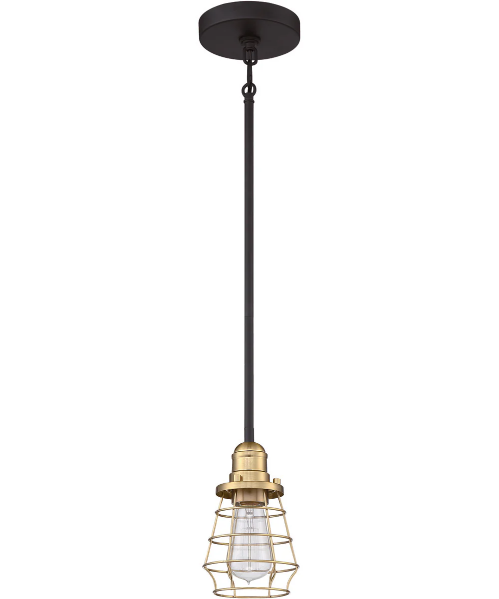 Thatcher 1-Light Mini Pendant Flat Black / Satin Brass