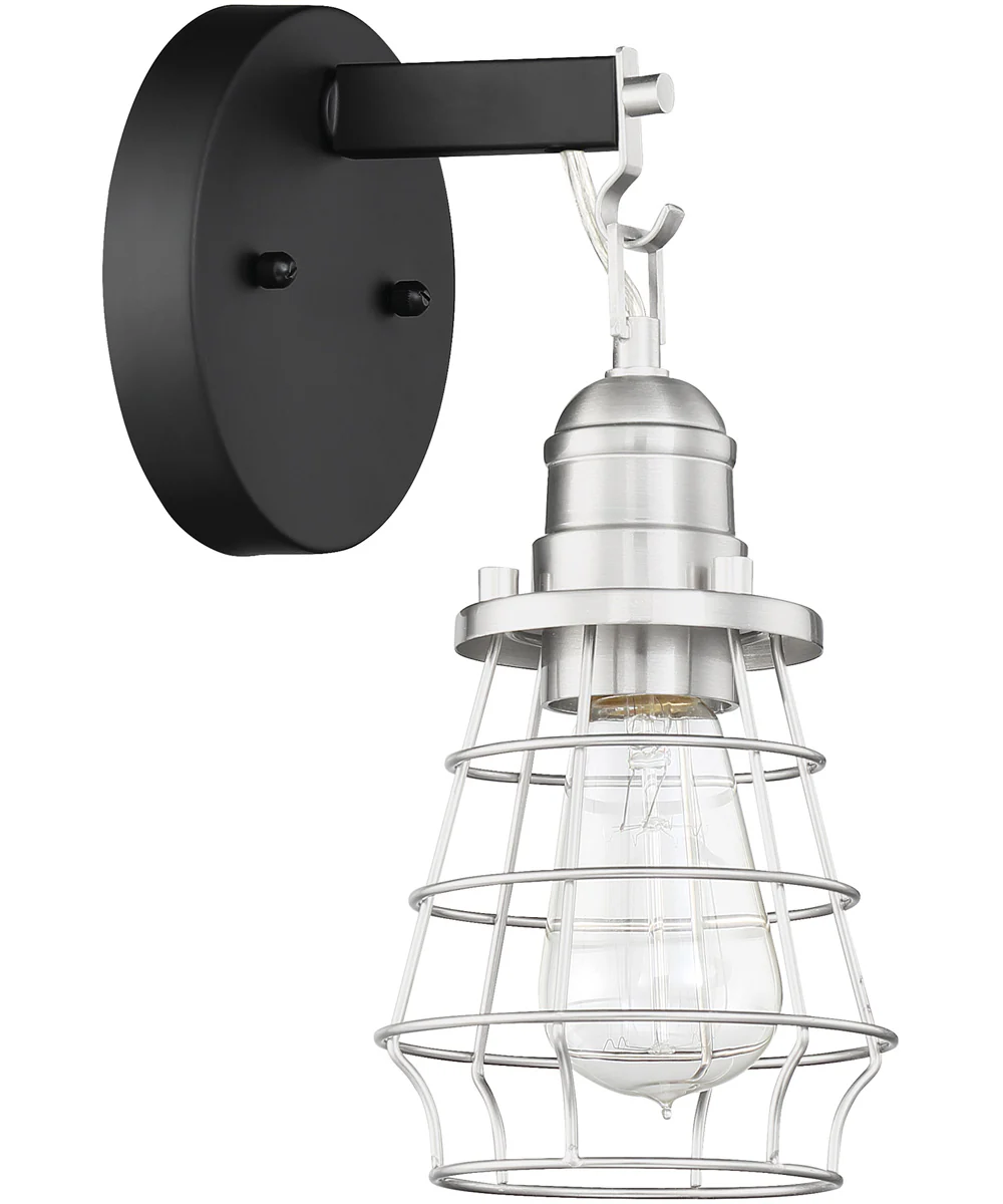 Thatcher 1-Light Wall Sconce Flat Black / Brushed Polished Nickel