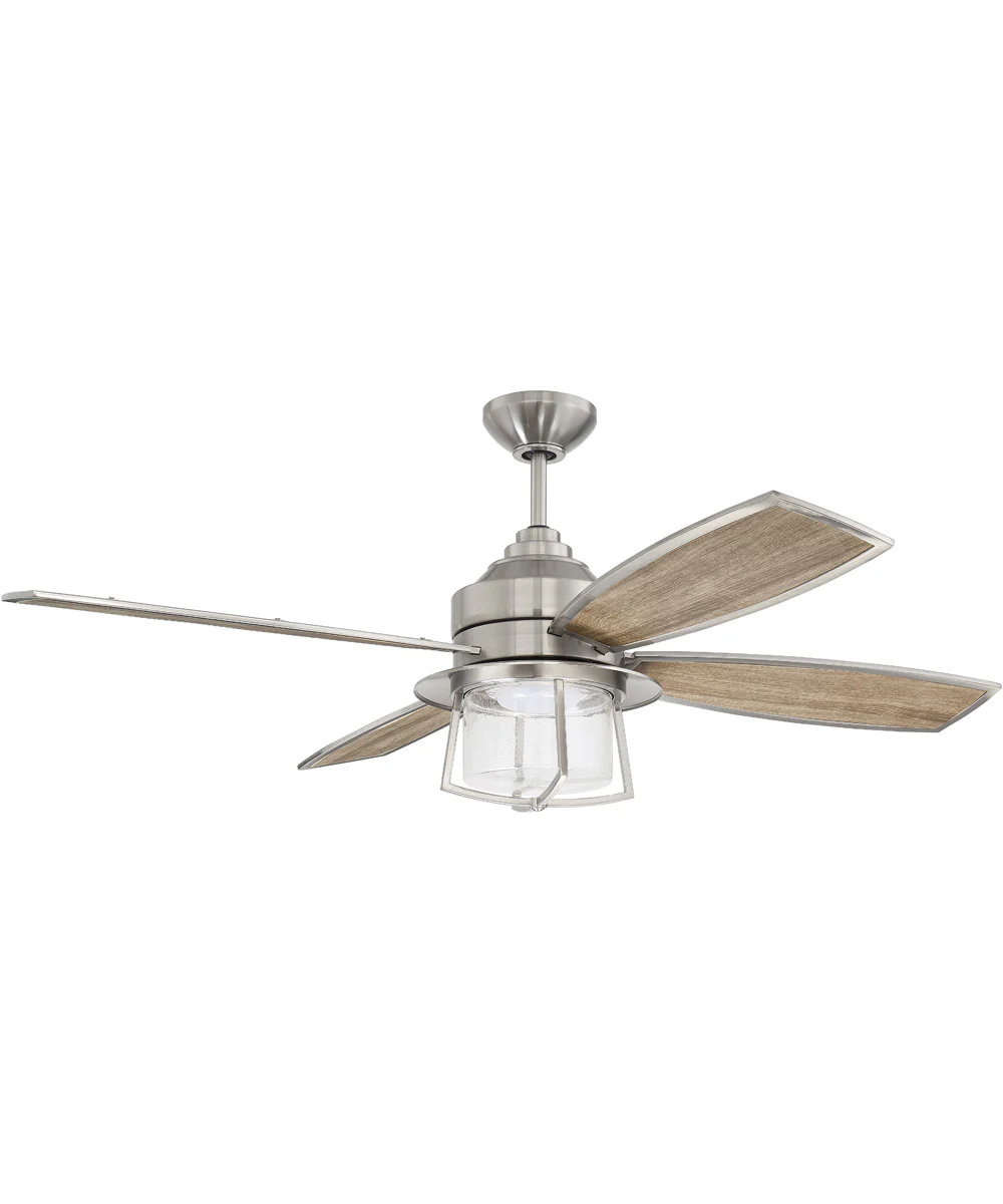 52" Waterfront 1-Light LED Indoor/Outdoor Ceiling Fan (Blades Included) Brushed Polished Nickel