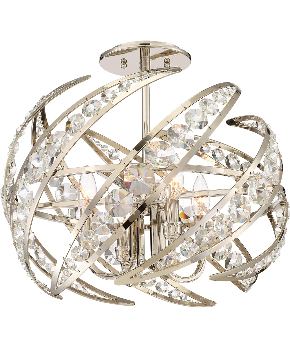 Crescent 4-light Semi Flush Mount Polished Nickel - Image 3