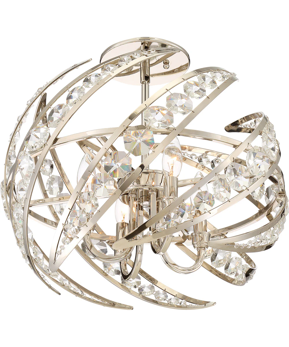 Crescent 4-light Semi Flush Mount Polished Nickel - Image 4