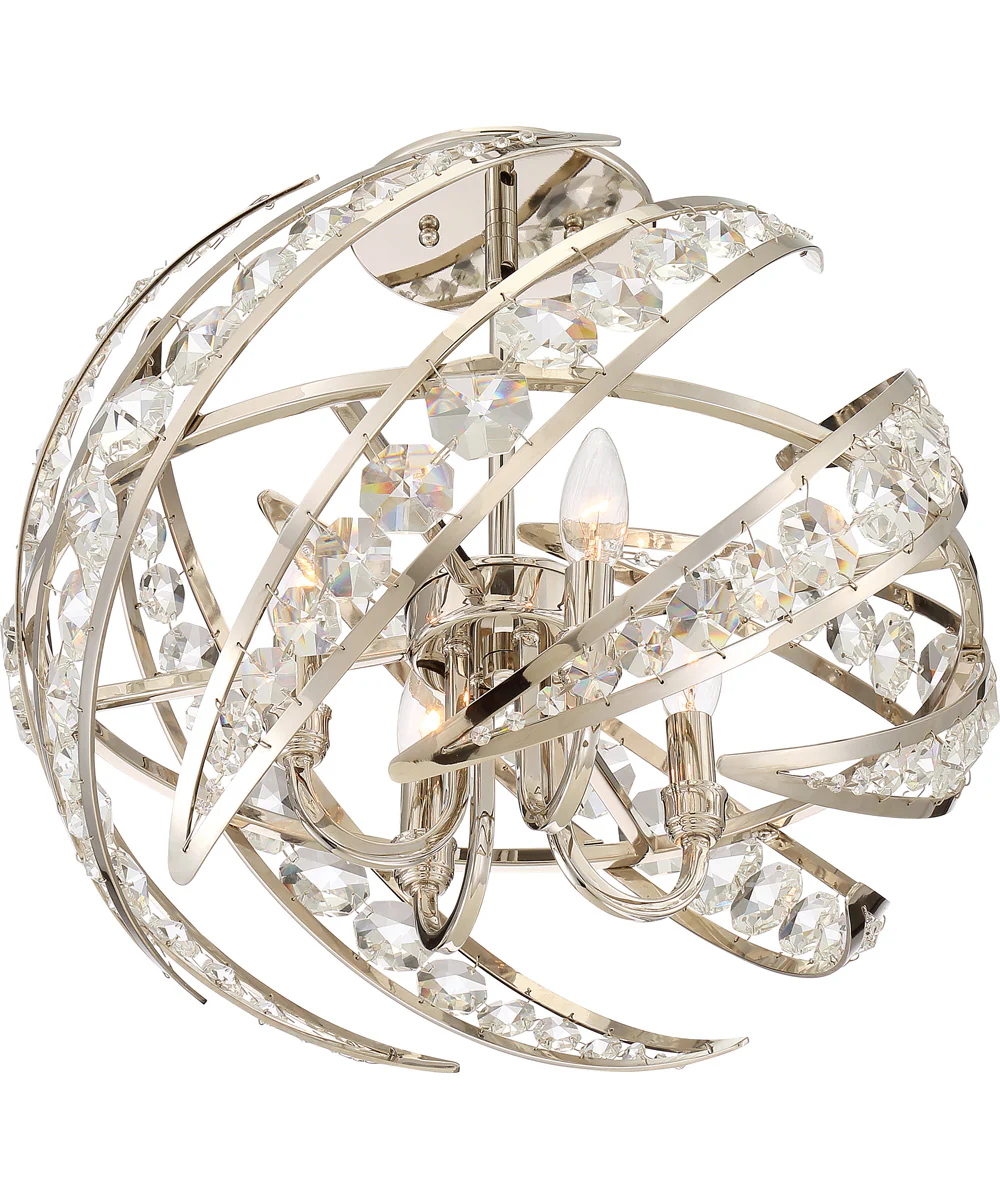 Crescent 4-light Semi Flush Mount Polished Nickel - Image 5